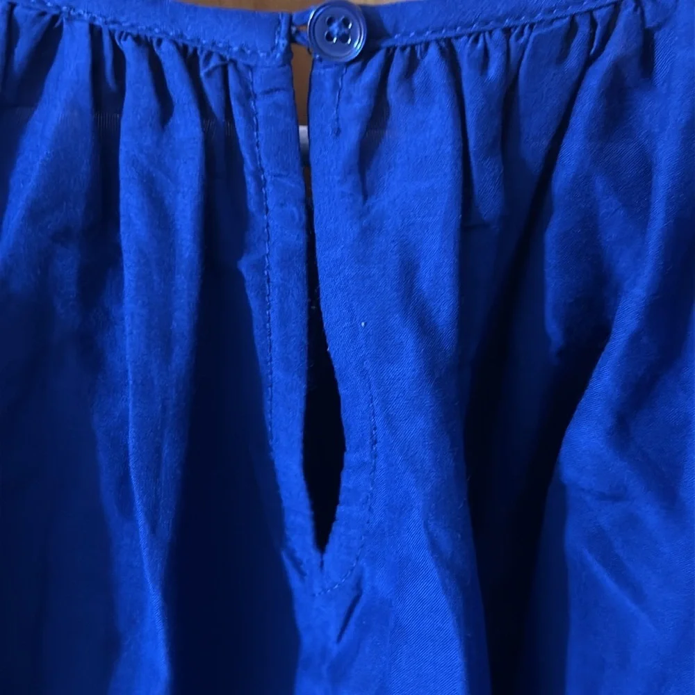 NWT Madewell Shirred Puff-Sleeve Top in Cotton-Silk Voile in Bright Sapphire